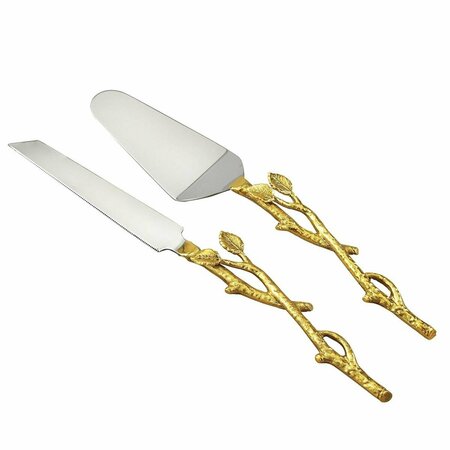 COMIDA Gilt Gold Leaf & Hammered Steel Finish Cake Servers Set CO2535336